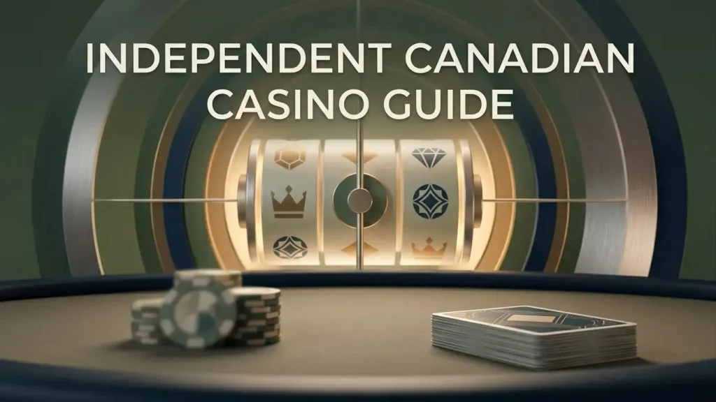 Abstract casino-game scene combining slot reels, card-table shapes and live-dealer studio cues without branding