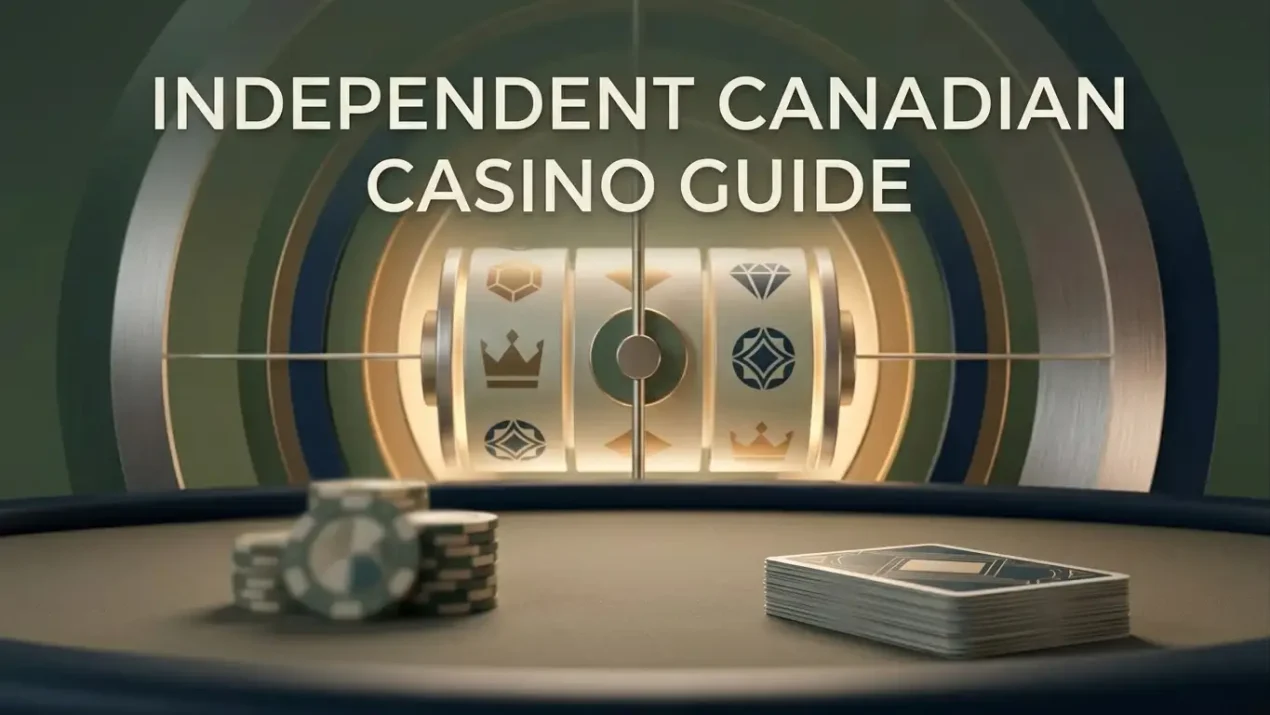 Abstract casino-game scene combining slot reels, card-table shapes and live-dealer studio cues without branding